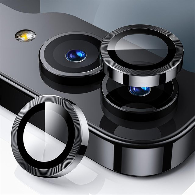 Metall-Ring-Kameraobjektivschutz für Samsung Galaxy Z Flip 7, 6, 5, 4 mit gehärteter Glasfolie in Schwarz - Bild 1