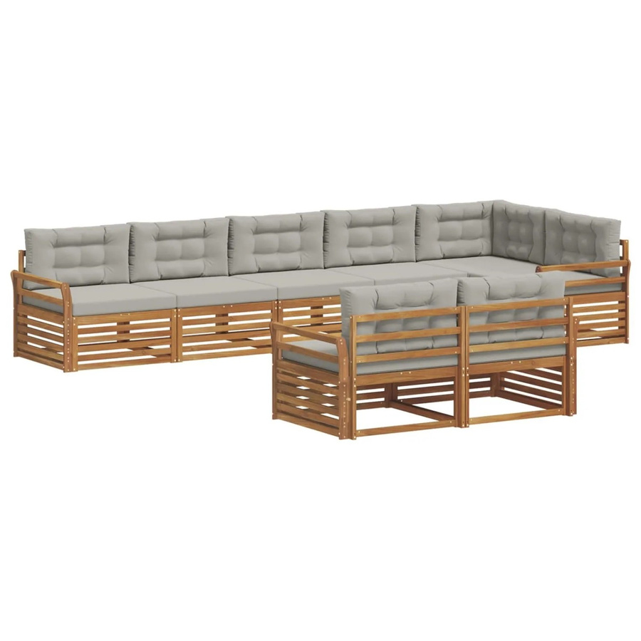 vidaXL Outdoor-Sofagarnitur aus Akazienholz mit Kissen, 25-teiliges Set, Natur und Hellgrau - Bild 2