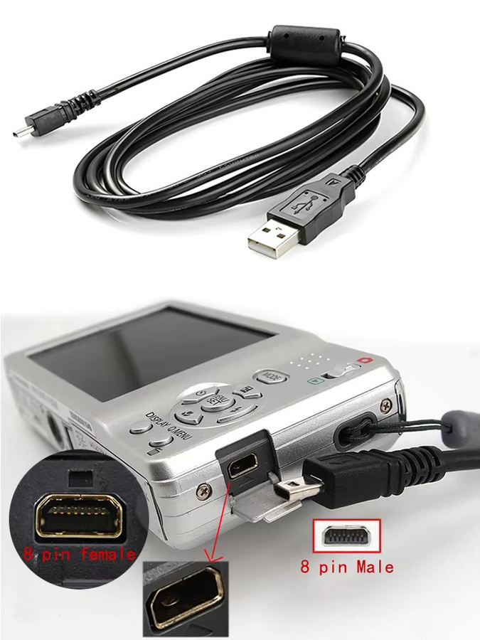 edekoy UC-E6 Mini USB Datenkabel 8 Pin für Nikon Coolpix, Fuji, Panasonic, Olympus und Sony in Schwarz - Bild 7