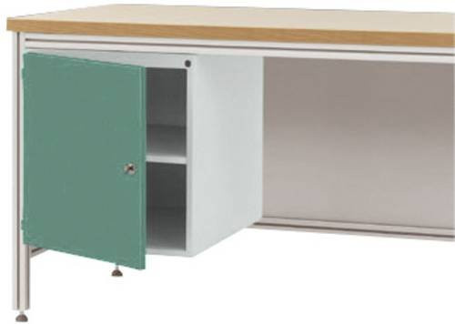 Manuflex Gehäuse-Unterbau ZB4973.0001 für ALU-Arbeitstische, Nutzhöhe: 500 mm, für Tischtiefe: 800 mm, Türanschlag links, Farbe: grün/mehrfarbig, Material: Stahl - Bild 1