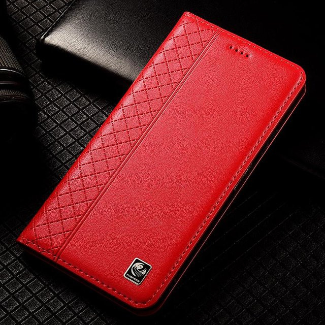 Echtes Leder Case Book Flip Wallet Cover für Apple iPhone in Rot - Bild 1