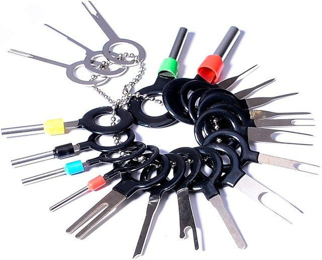 Sanwood Car 21-teiliges Schlüsselwerkzeug Set zum Entfernen von Klemmen und Crimp-Stecker-Pin-Extraktor aus Stahl in Mehrfarbig - Bild 1