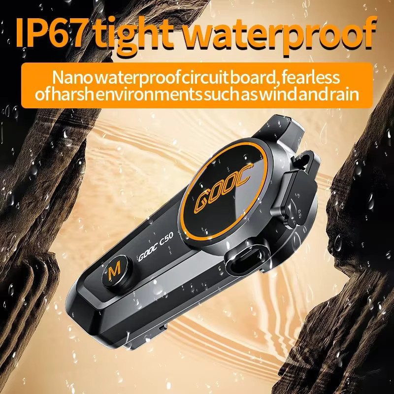 C50 Motorrad-Bluetooth-Helm-Headset V5.3 mit IPX6 Wasserdichtigkeit und Multi-Point-Verbindung für 2 Telefone in Schwarz - Bild 2