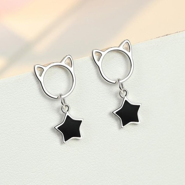 YIRAN Jewelry Ohrringe, Katze Sterne, Weiß, Damen - Bild 1
