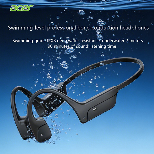 Acer OHR710 Wasserdichter Knochenleitungs-Kopfhörer mit Bluetooth 5.4 und Mikrofon in Schwarz - Bild 1