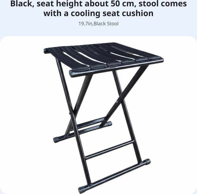 Binchi Outdoor Product Faltbarer Klapphocker aus Metall mit Gurtband und Anti-Rutsch-Füßen in Schwarz - Bild 1
