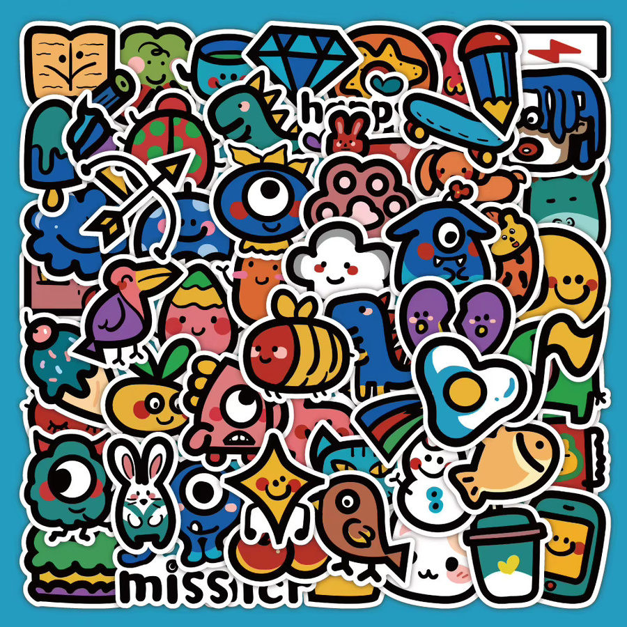 60-teiliges Set bunte Cartoon-Aufkleber für Kinder zum Dekorieren von Notizbüchern und Tagebüchern von RecordingYourLife Store - Bild 2
