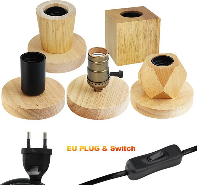 Retro Vintage Tischlampe von PARKSON aus Holz mit E27 Fassung für Schlafzimmer und Schreibtisch - Bild 1