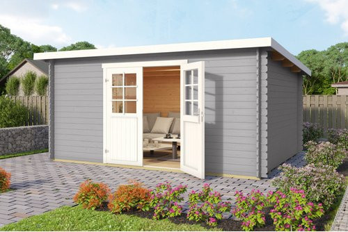 Mr. GARDENER Gartenhaus Malta aus Holz in Grau, B/H/T: 430 x 211 x 338,9 cm - Bild 1