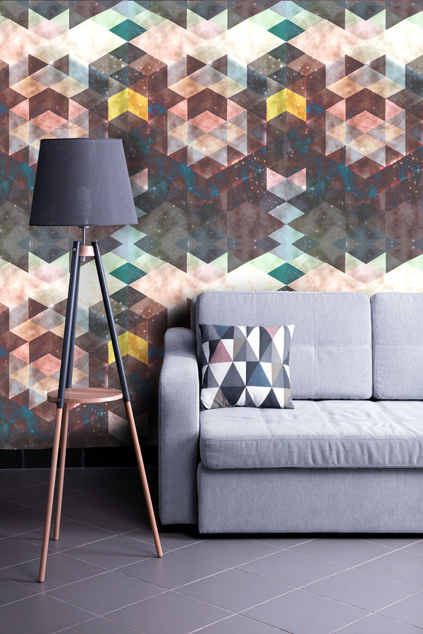 MINDTHEGAP Tapete Galaxy WP20065 in Grau und Multicolour mit abstraktem geometrischem Design aus Vlies - Bild 1