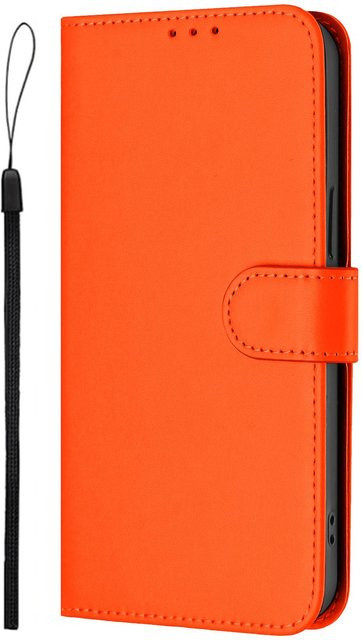 Best Phone Cases Handy-Brieftasche Hülle aus PU-Leder für iPhone 6s bis iPhone 16 Serie in Orange - Bild 1