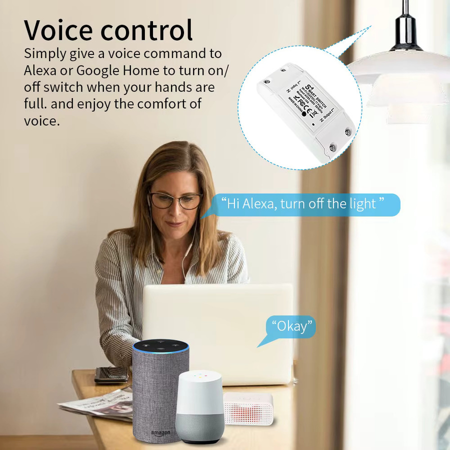 Tuya WiFi Smart-Schalter mit Timer- und Countdown-Funktion, kompatibel mit Smart Life App, Amazon Alexa und Google Assistant, Wandmontage, Schwarz oder Weiß - Bild 3