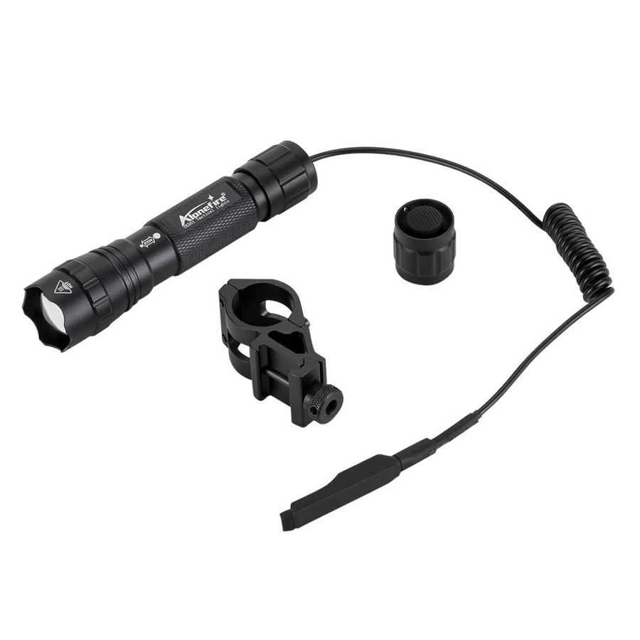 Alonefire Taktische LED Taschenlampe mit Zoom und Fernbedienung, 12W, Schwarz - Bild 3