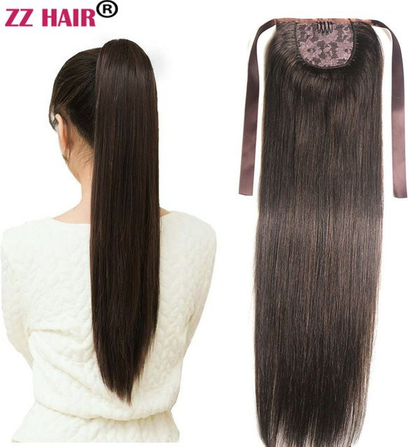 ZZHAIR Band-Pferdeschwanz, 100 % brasilianisches Remy-Echthaar, glatt - Bild 1