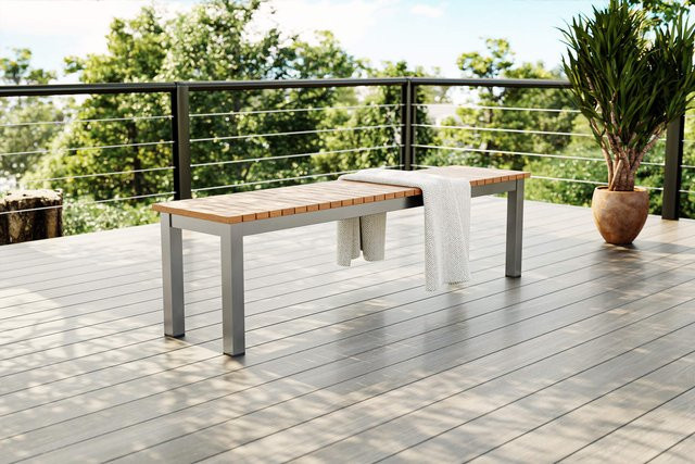 Villana Tasmania Gartenbank in Silver aus Aluminium und FSC-zertifiziertem Eukalyptus-Holz - Bild 1