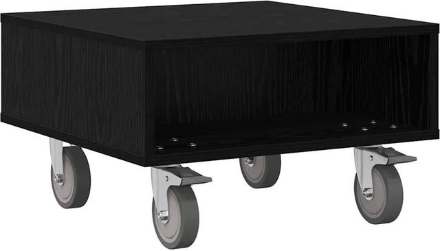 vidaXL Beistelltisch mit Rädern in Schwarz und Eichen-Optik, B/T/H: 50,0 x 50,0 x 30,0 cm - Bild 1