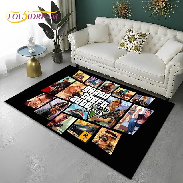 Karpetti Grand Theft Auto 3D Gamer Teppich, rutschfeste Bodenmatte aus Polyester für Wohnzimmer, Schlafzimmer oder Kinderzimmer, B/T: 60 x 40 cm, Mehrfarbig - Bild 1