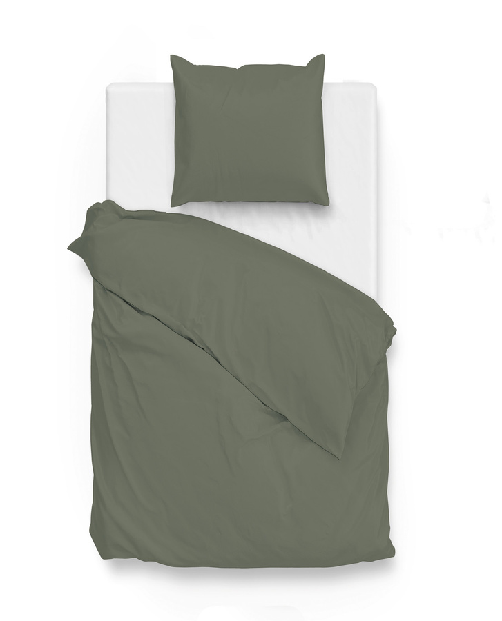 Zo! Home Mako-Satin Bettwäsche aus Baumwolle, Army Green Dunkelgrün, B/H: 155 x 220 cm mit Kissenbezug 80 x 80 cm - Bild 1