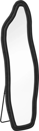 PXloue Standspiegel Ganzkörperspiegel mit Samtrahmen in Schwarz, unregelmäßige geschwungene Form, Höhe: 140 cm, Breite: 45 cm