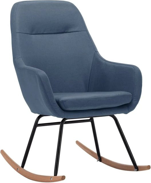 vidaXL Schaukelstuhl Blau aus Stoff mit Armlehnen und Buchenholz-Elementen - Bild 1