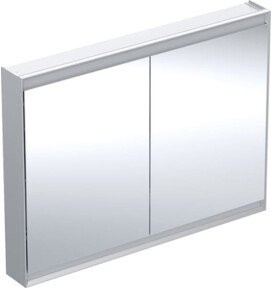 Geberit Spiegelschrank One mit 2 Türen, Farbe Silber/Weiß, B/H/T: 120 x 90 x 15 cm, mit LED-Beleuchtung und Sensor-Schalter - Bild 1