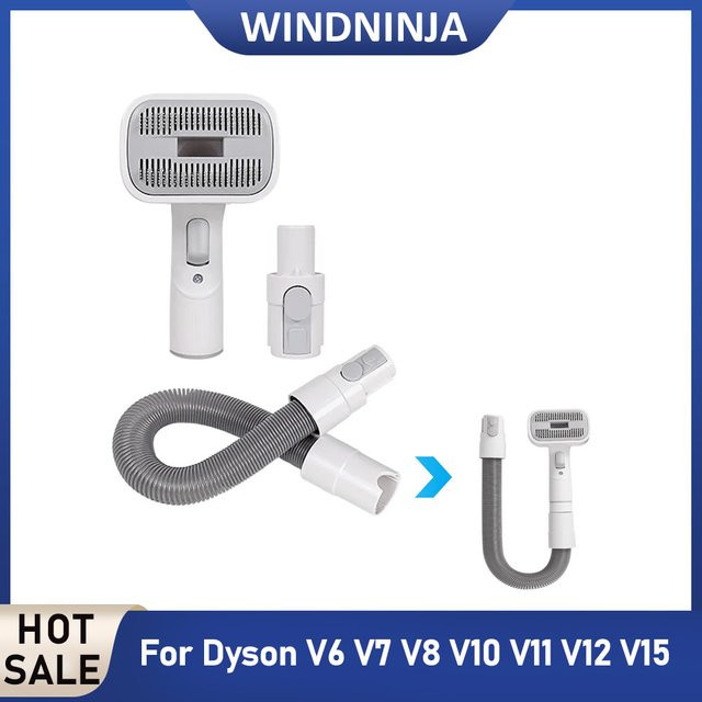 Dyson Tierpflege-Werkzeug mit verlängertem Schlauch für mittelgroße und große Haustiere, Farbe: Weiß, kompatibel mit V6 V7 V8 V10 V11 V12 V15 Staubsauger - Bild 1