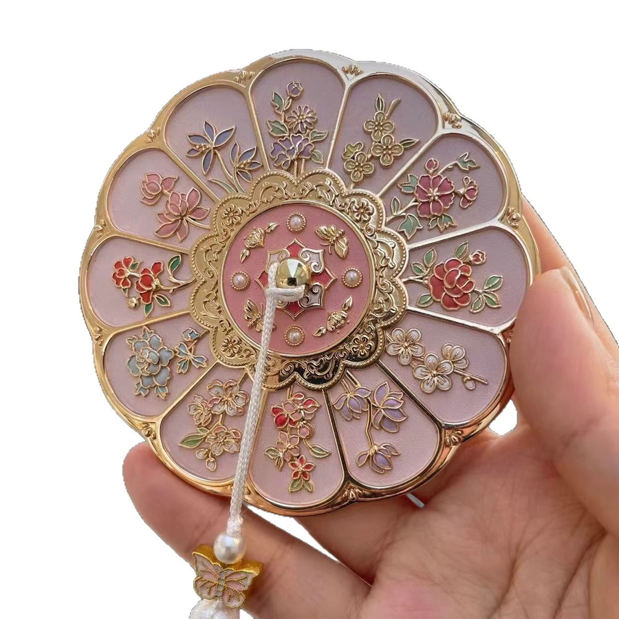 RBXC Antiker Rundspiegel mit floralem Design aus Metall im Peking-Palast Stil - Bild 3