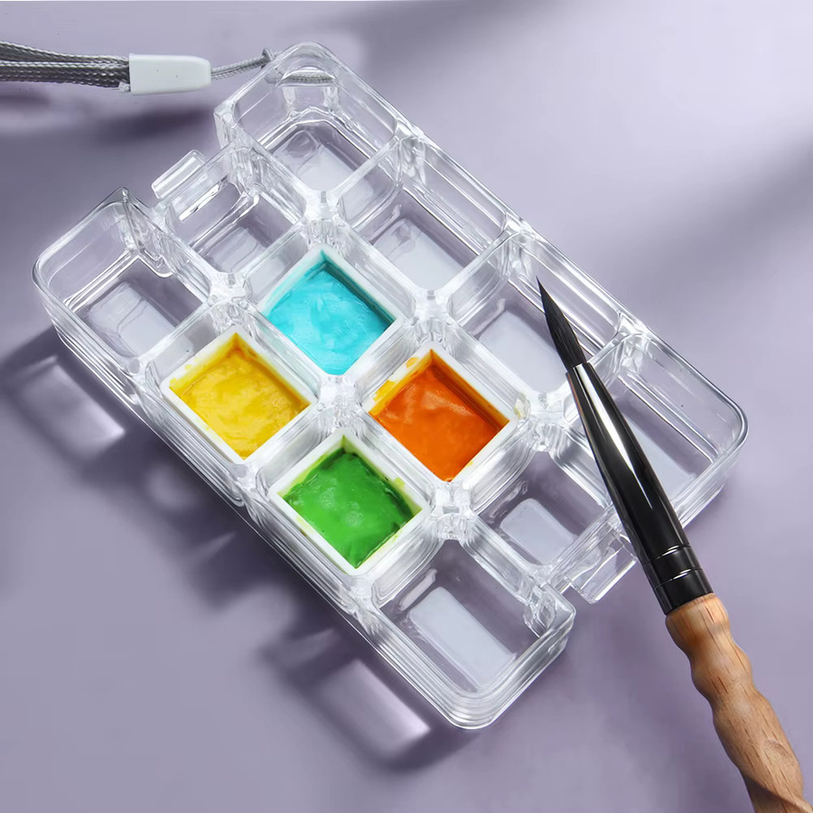 SeamiArt Tragbare Feuchtigkeitsgeschützte Malbox mit Griff und Silikonunterlage für Aquarell, Acryl, Öl und Gouache, Transparent - Bild 2