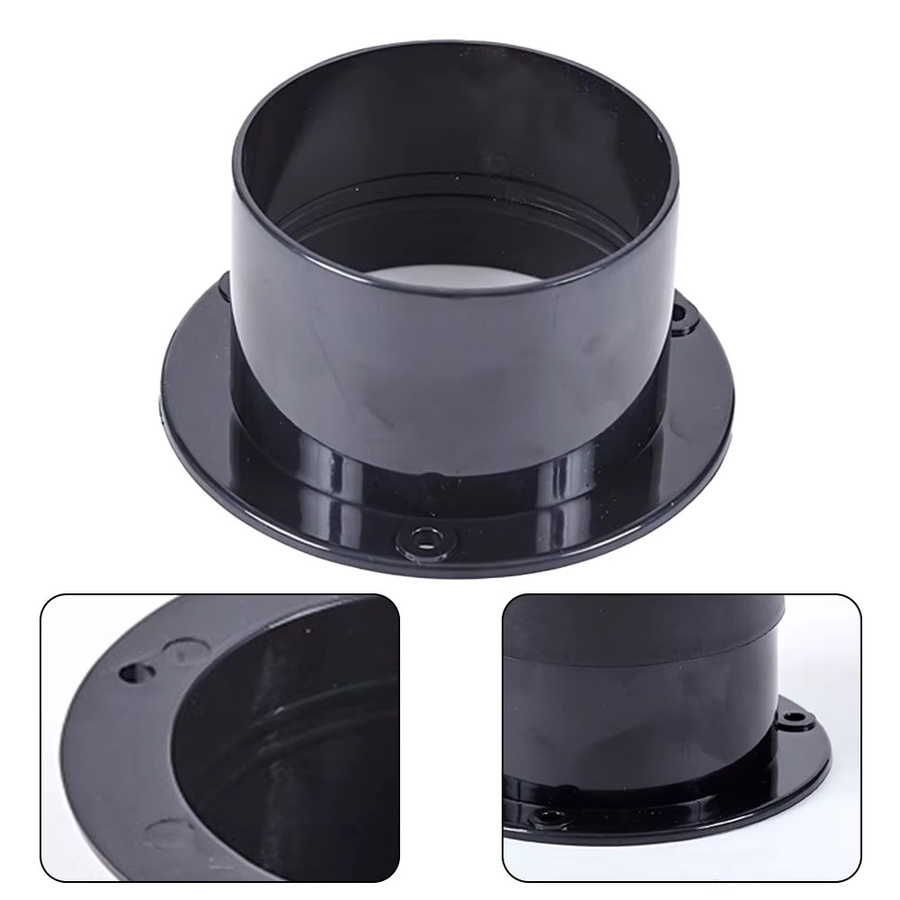 Korrosionsbeständige ABS-Luftkanalverbindung als Flanschverbindung für gerade Rohre in runder Form zur Wandmontage, Farbe: Schwarz, Durchmesser: 75 mm - Bild 4