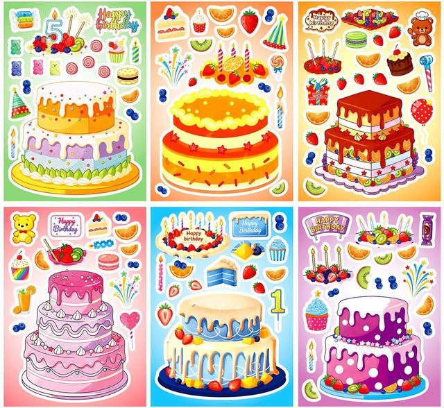 GOGOTU Kuchen-Dessert-Gesichtsaufkleber, 6 Blatt, Bunt / Mehrfarbig - Bild 1