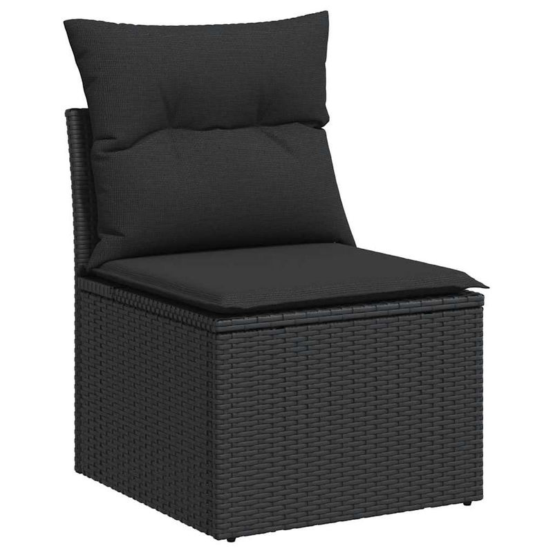 Vidaxl Gartenmöbel-Set aus Polyrattan mit Kissen, 6-teilig, Schwarz - Bild 2
