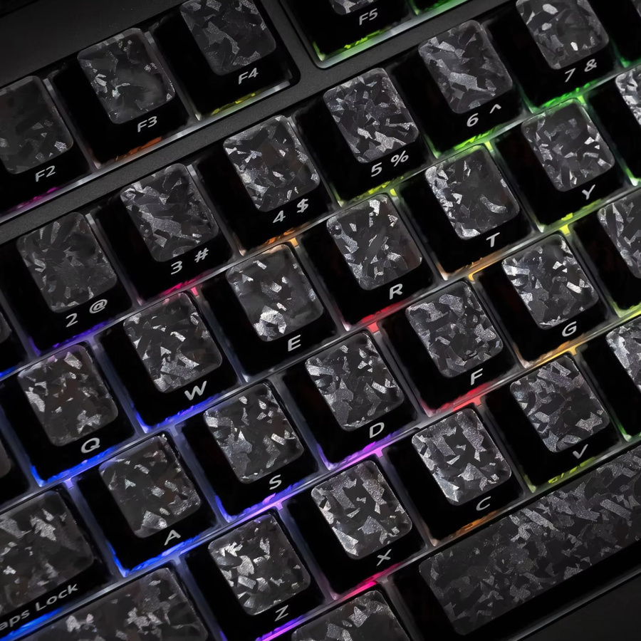 Akko Glassy Carbon Fiber Keycap-Set in Grün, Double-Shot Cherry Profil mit seitlichem Druck für mechanische Tastaturen (61/75/87/Full Size) - Bild 3