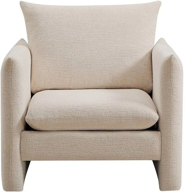 Vente-unique Sessel Gorazi mit gerader Rückenlehne in Beige aus Chenille-Stoff, Breite: 90 cm - Bild 1