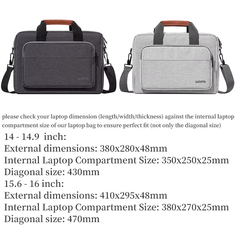 WOMT Business Laptoptasche für Herren als Aktentasche und Schultertasche für Notebooks von 14 bis 15,6 Zoll in Grau - Bild 2