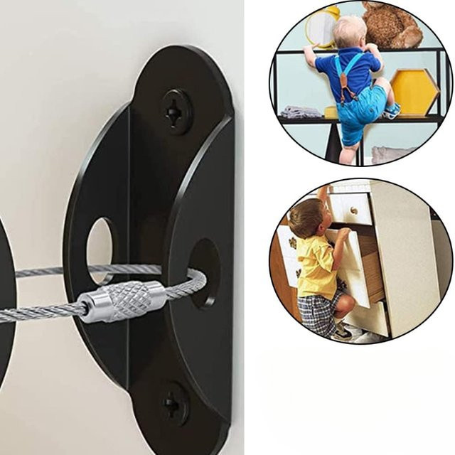 Anker Möbelgurte in Schwarz zur Sicherung von Möbeln für Babys und Kleinkinder - Bild 1