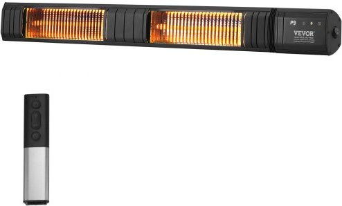 VEVOR Infrarotheizung 3000W Elektrische Carbon-Infrarot-Heizung mit Fernbedienung, IP65 Schutz, 9 Geschwindigkeiten und Timer, Schwarz - Bild 1