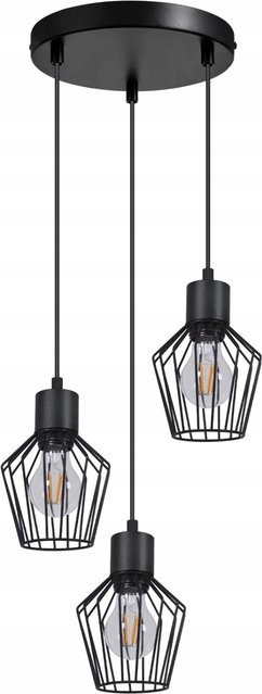 NETTLIFE Hängeleuchte mit 3 transparenten Glaskugeln in Schwarz, Retro Pendelleuchte aus Metall für E27 LED - Bild 1