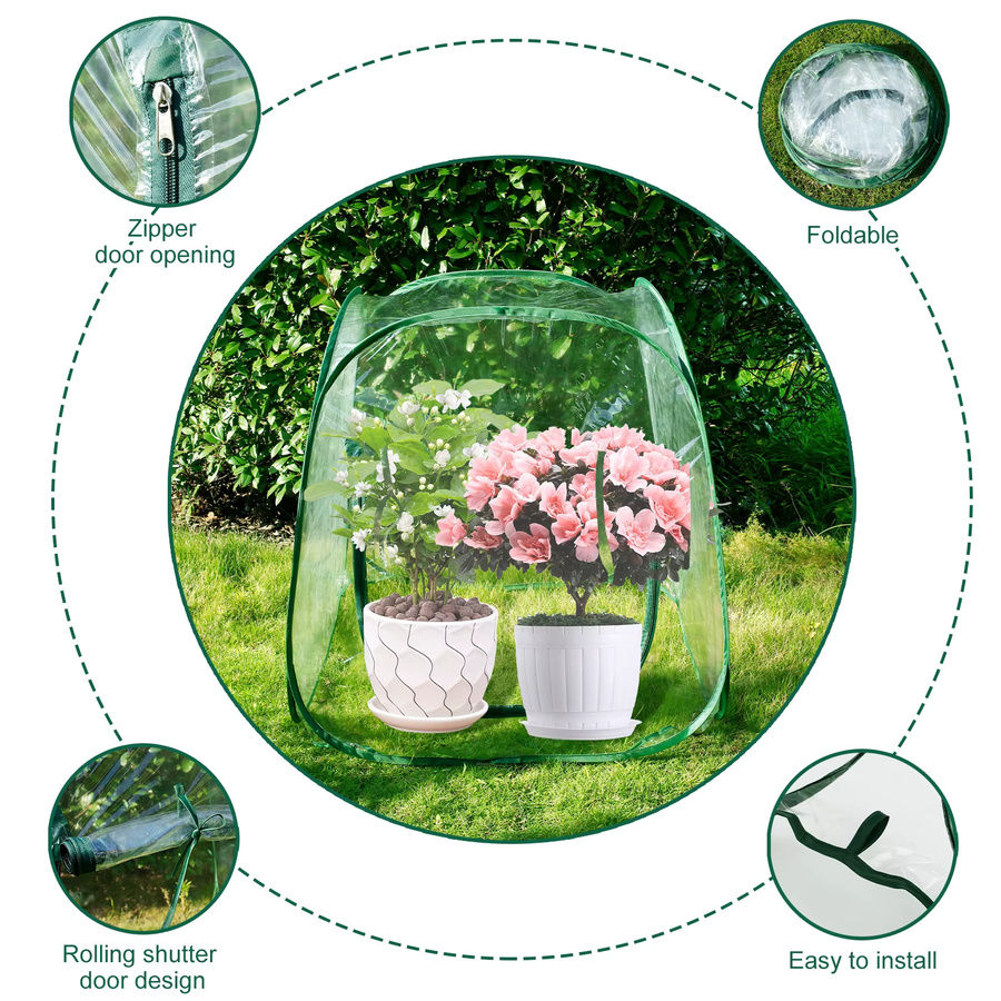 Tragbares Mini-Gewächshaus aus transparentem PVC für den Outdoor-Pflanzenschutz, faltbare Gewächshaus-Abdeckung für deinen Garten - Bild 3