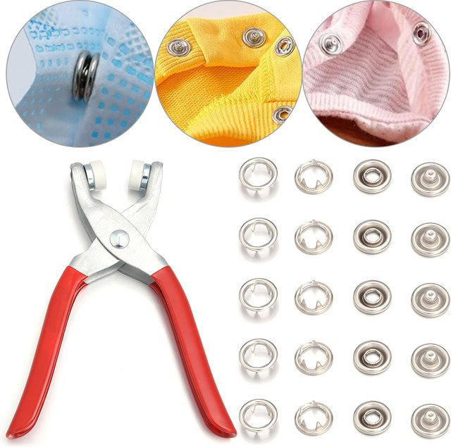 50 Sets Metall Druckknöpfe aus Eisen für Handwerk, Nähen und Lederarbeiten, Durchmesser: 7,5 mm, 9,5 mm und 11 mm, Louleur DIY Zubehör - Bild 1