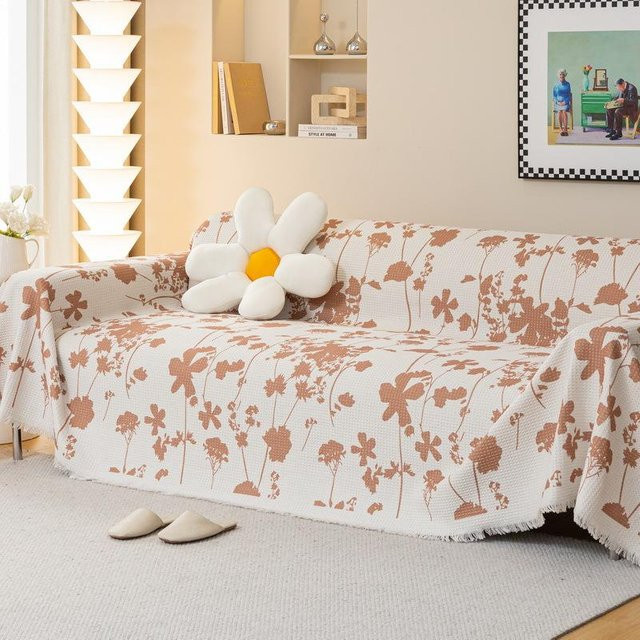 Universal-Sofabezug Super Six mit floralem Muster aus Baumwolle für alle Jahreszeiten, B/T: 180 x 130 cm - Bild 1