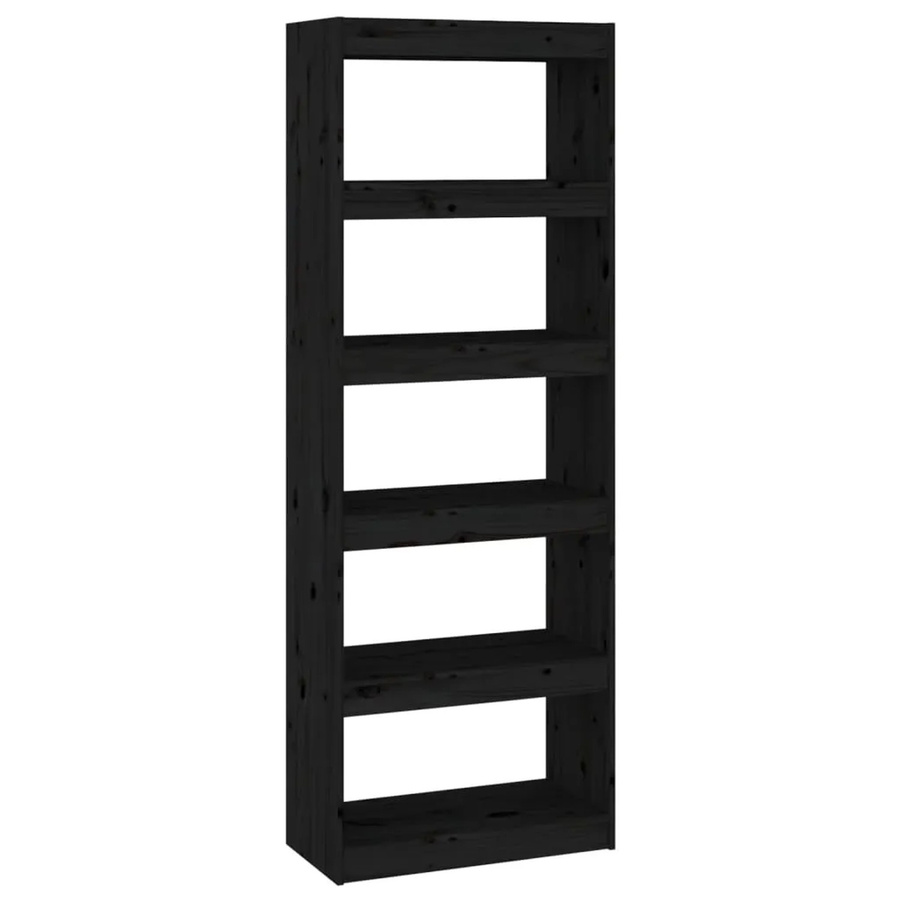 vidaXL Bücherregal und Raumteiler aus Massivholz Kiefer in Schwarz, B/T/H: 60 x 30 x 167,5 cm - Bild 2