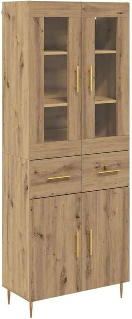 vidaXL Highboard 2-teilig in Artisan-Eiche mit Glastüren und Schubladen, modern und matt braun - Bild 1
