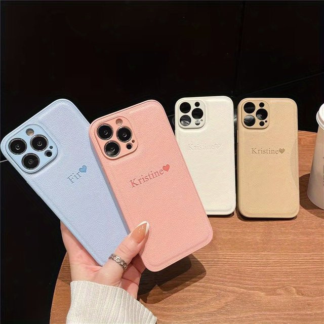 Personalisierte Leder-Soft-Schutzhülle mit individuellem Anfangsbuchstaben für iPhone 11 bis iPhone 16 Pro Max von YLUOYI in Blau - Bild 1