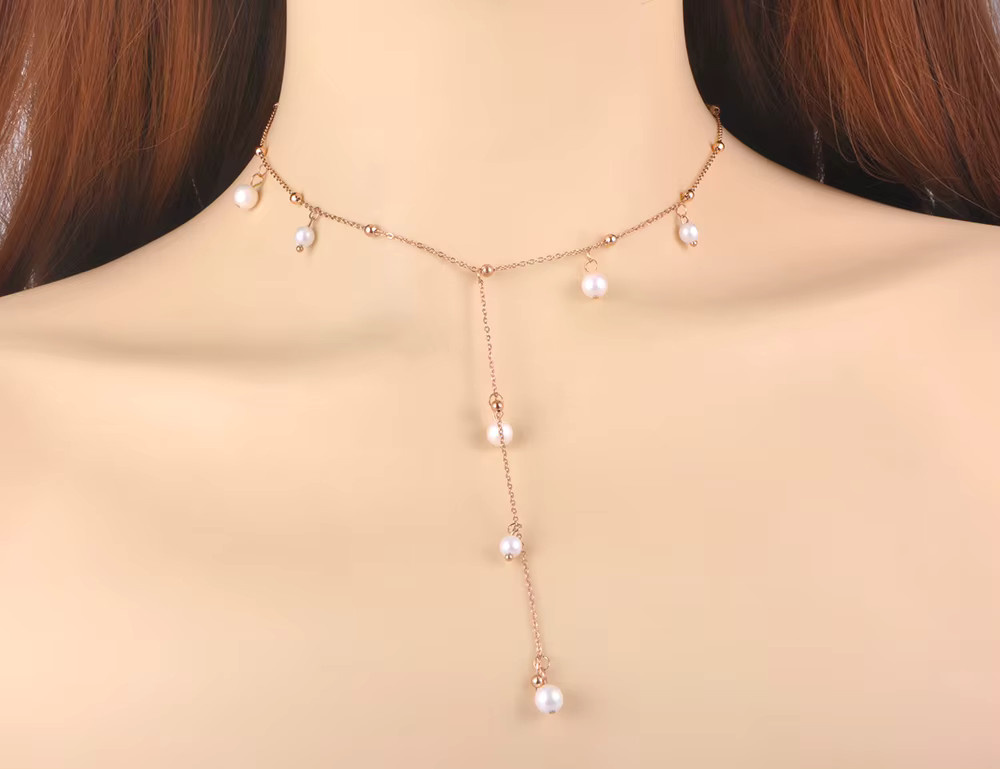 Lokaer Choker Halskette Edelstahl, weiße Perle, Damen - Bild 2