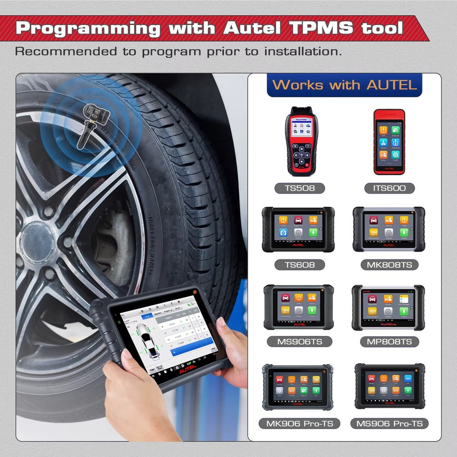 Autel MX-Sensor TPMS 2-in-1 Einpressbare Reifensensoren in Schwarz, 315MHz und 433MHz, kompatibel mit TS501 Pro und TS508WF - Bild 5