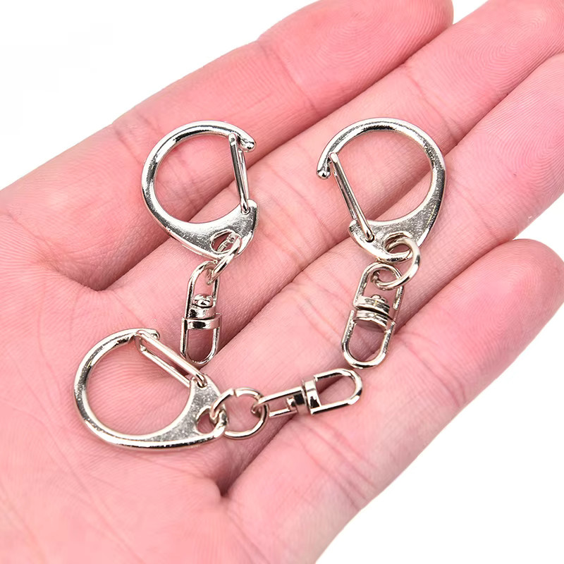 Schlüsselanhänger Metall, C-Schnalle Drehverschluss, Silber, Unisex - Bild 2