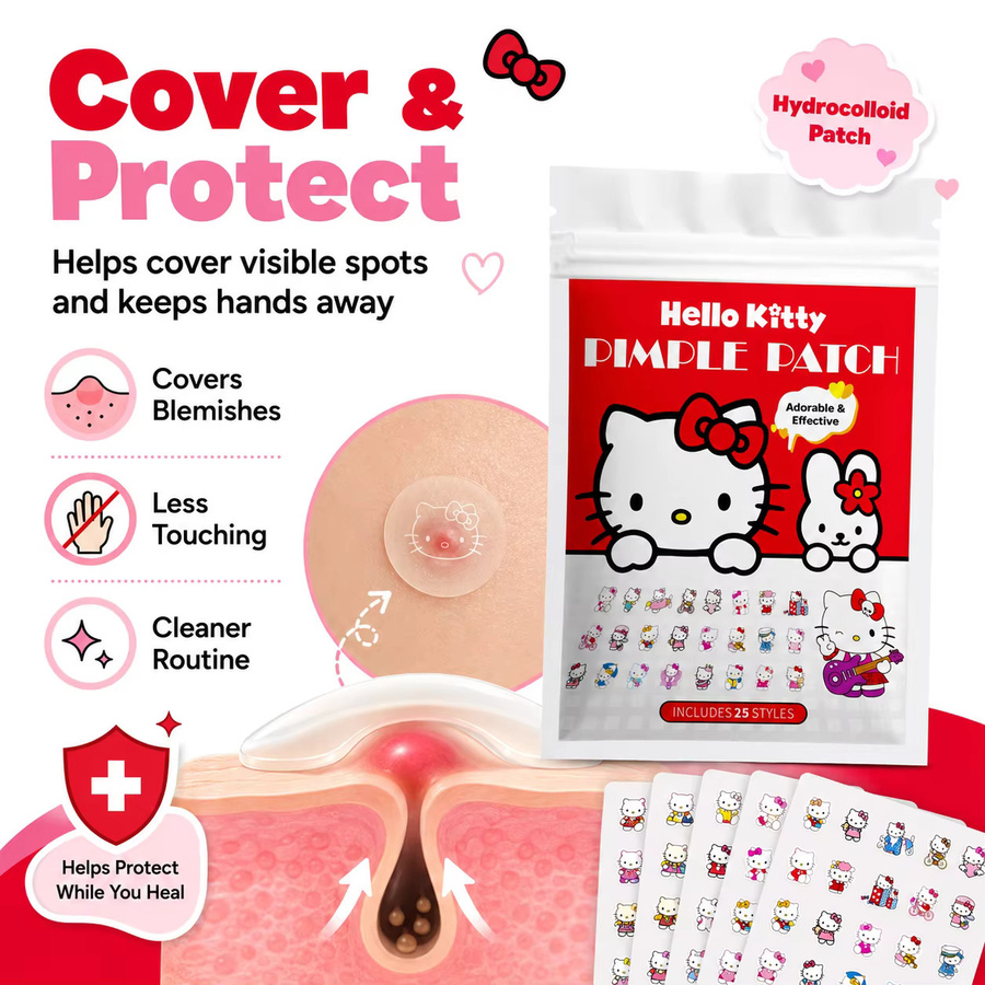 Sanrio Hello Kitty Akne-Pflaster, Hydrokolloid, 125 Stück, Unisex - Bild 3
