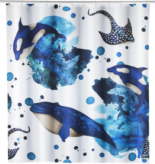 Wenko Duschvorhang Aquaris aus recyceltem Polyester, Bunt-mix, B/H: 180 x 200 cm - Bild 1