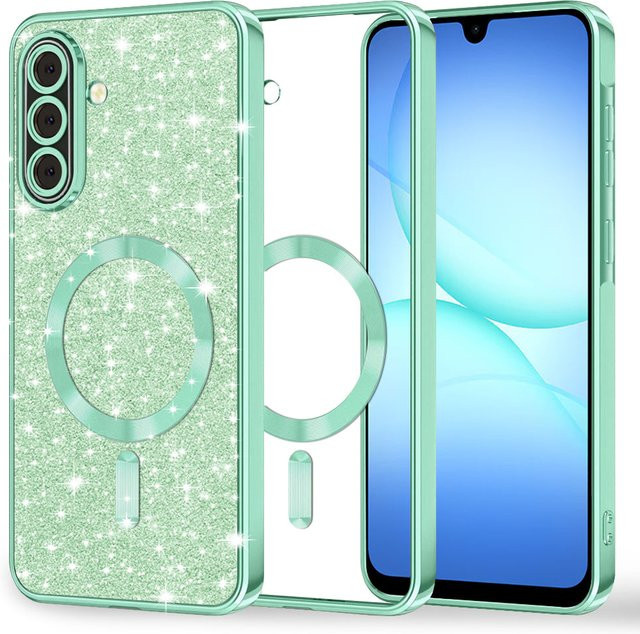 Techsuit MagSafe-Hülle für Samsung Galaxy A17 4G / A17 5G in Hellgrün mit Luxury Glitter Design - Bild 1