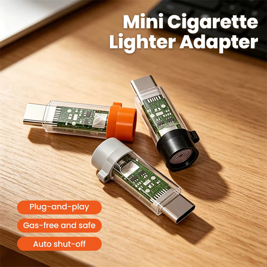 Olaf Tragbarer Mini USB-C Handy-Zigarettenanzünder Adapter in Schwarz, windfester Outdoor-USB-C-Zigarettenanzünder für iPhone 15 16 17 - Bild 3